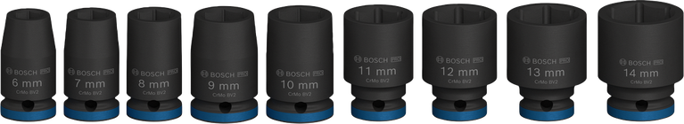 Set Kunci Sok Impact Bosch PRO 1/4 inci, 9 buah.